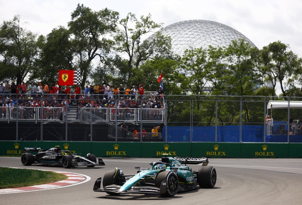 MONTREAL, QUEBEC - JUNE 18: Fernando Alonso of Spain driving the (14) Aston Martin AMR23 Mercedes