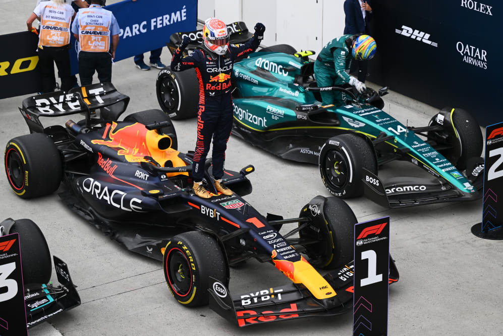 MONTREAL, QUEBEC - JUNE 18: Race winner Max Verstappen of the Netherlands and Oracle Red Bull