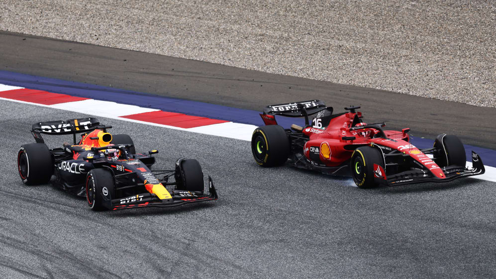 SPIELBERG, AUSTRIA - JULY 02: Charles Leclerc of Monaco driving the (16) Ferrari SF-23 leads Max