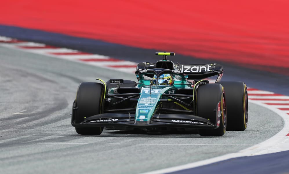 SPIELBERG, AUSTRIA - JULY 02: Fernando Alonso of Spain driving the (14) Aston Martin AMR23 Mercedes