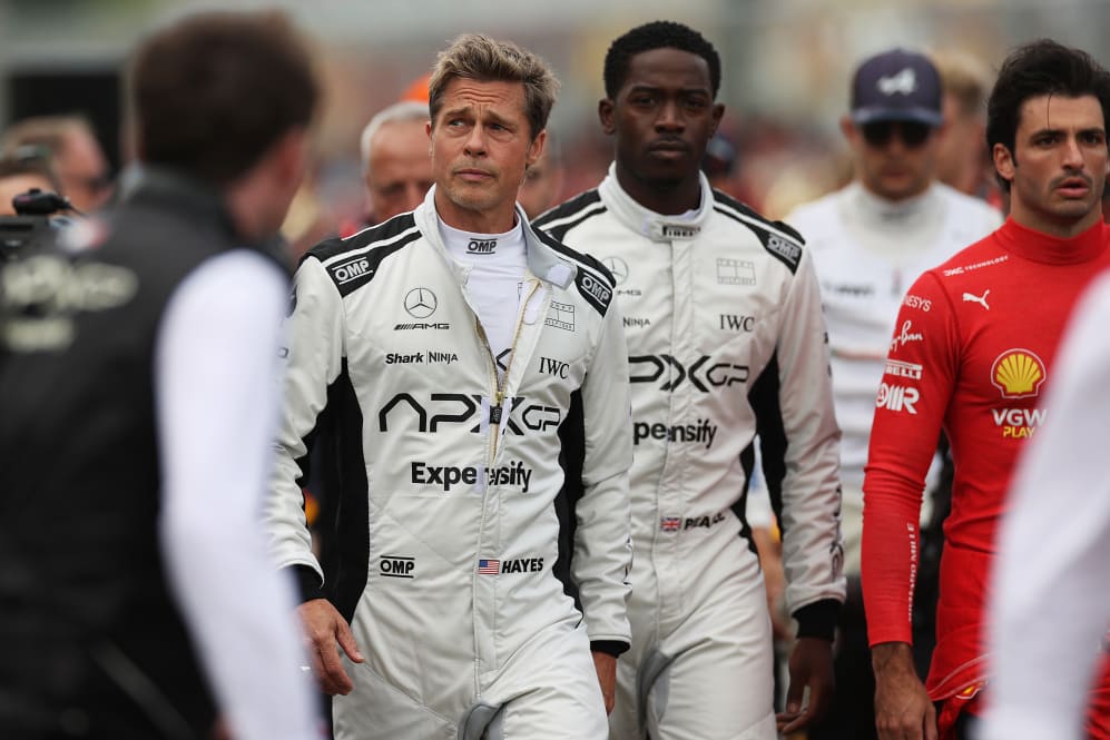 NORTHAMPTON, ENGLAND - JULY 09: Brad Pitt, star of the upcoming Formula One based movie, Apex, and