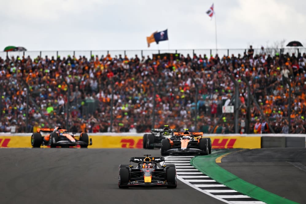 NORTHAMPTON, ENGLAND - JULY 09: Max Verstappen of the Netherlands driving the (1) Oracle Red Bull