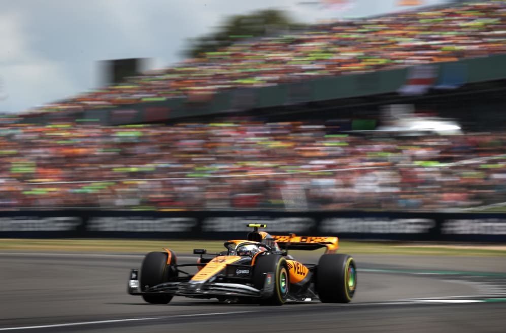 NORTHAMPTON, ENGLAND - JULY 09: Lando Norris of Great Britain driving the (4) McLaren MCL60