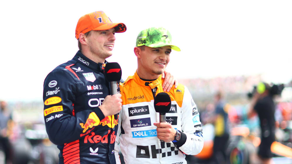 NORTHAMPTON, ENGLAND - JULY 09: Race winner Max Verstappen of the Netherlands and Oracle Red Bull