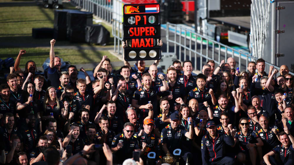 NORTHAMPTON, ENGLAND - JULY 09: Race winner Max Verstappen of the Netherlands and Oracle Red Bull