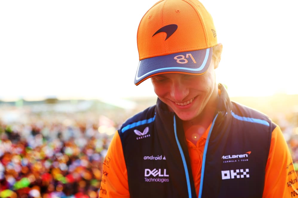 NORTHAMPTON, ENGLAND - JULY 09: 4th placed Oscar Piastri of Australia and McLaren smiles as he
