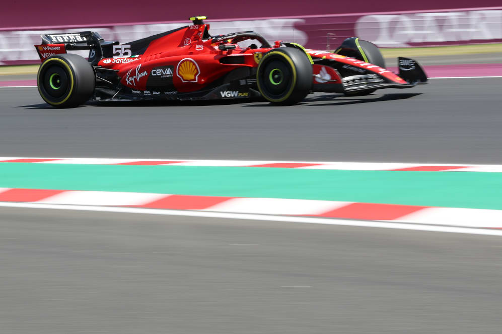 BUDAPEST, HUNGARY - JULY 22: Carlos Sainz of Spain driving (55) the Ferrari SF-23 on track during