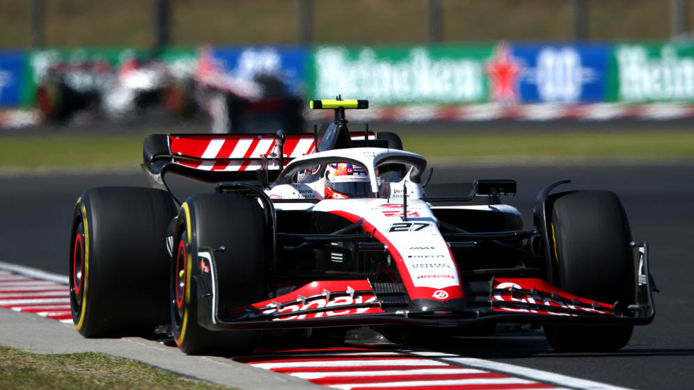 BUDAPEST, HUNGARY - JULY 23: Nico Hulkenberg of Germany driving the (27) Haas F1 VF-23 Ferrari on