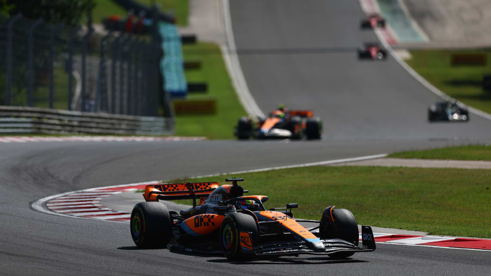 BUDAPEST, HUNGARY - JULY 23: Oscar Piastri of Australia driving the (81) McLaren MCL60 Mercedes on