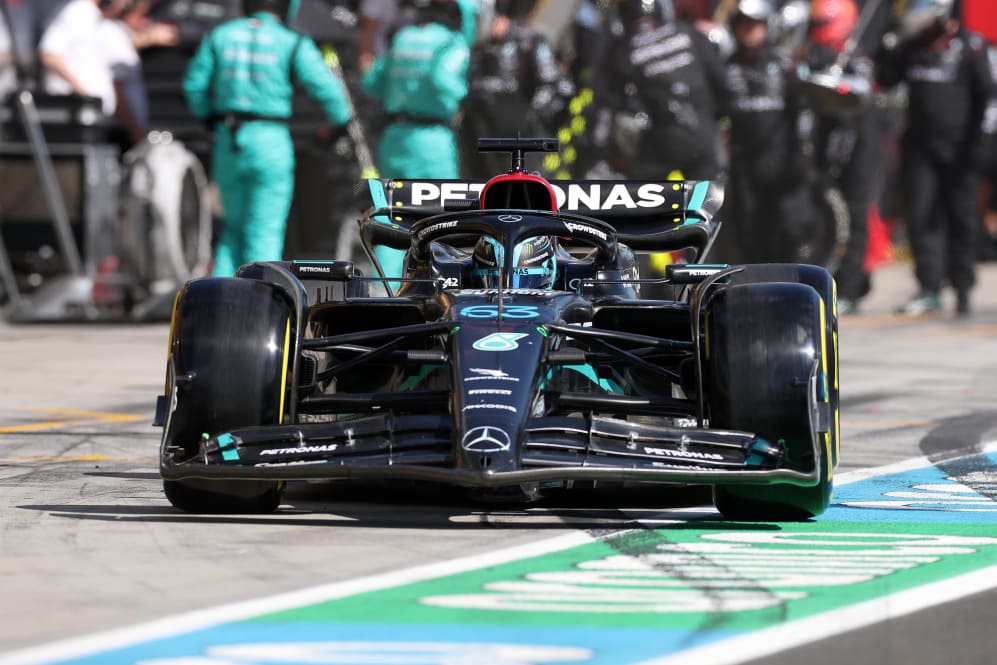 BUDAPEST, HUNGARY - JULY 23: George Russell of Great Britain driving the (63) Mercedes AMG Petronas