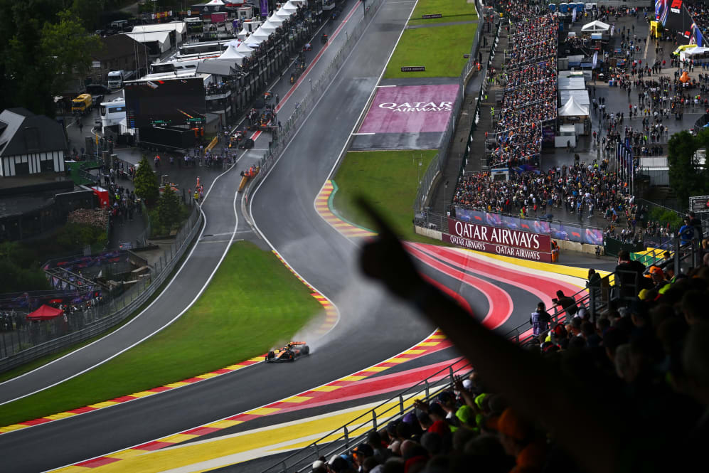 SPA, BELGIUM - JULY 28: Lando Norris of Great Britain driving the (4) McLaren MCL60 Mercedes on