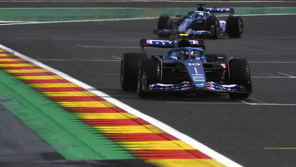 SPA, BELGIUM - JULY 28: Pierre Gasly of France driving the (10) Alpine F1 A523 Renault leads