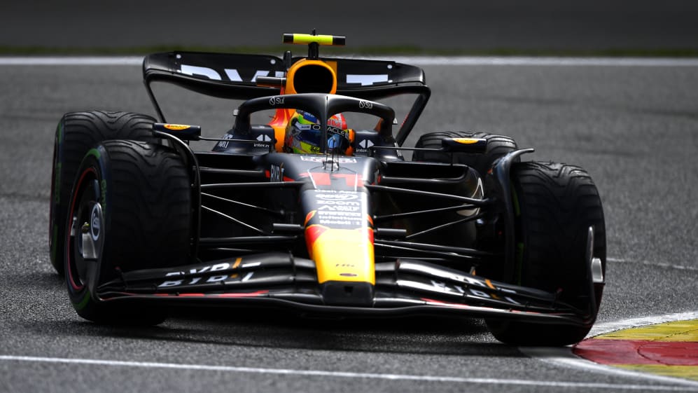 SPA, BELGIUM - JULY 28: Sergio Perez of Mexico driving the (11) Oracle Red Bull Racing RB19 on