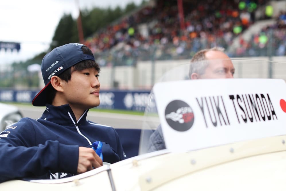 SPA, BELGIUM - JULY 30: Yuki Tsunoda of Japan and Scuderia AlphaTauri looks on from the drivers