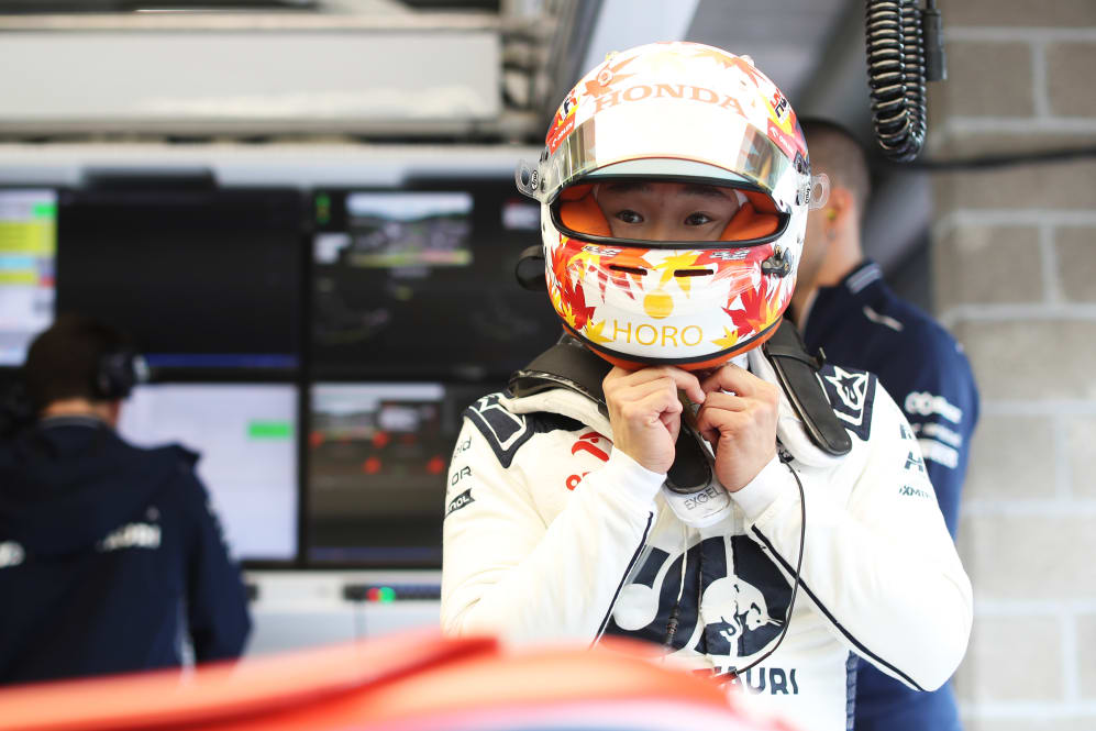 SPA, BELGIUM - JULY 30: Yuki Tsunoda of Japan and Scuderia AlphaTauri prepares to drive in the