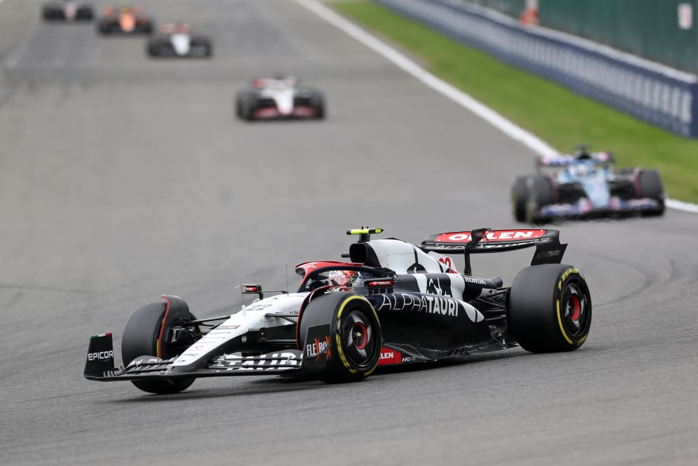 SPA, BELGIUM - JULY 30: Yuki Tsunoda of Japan driving the (22) Scuderia AlphaTauri AT04 on track