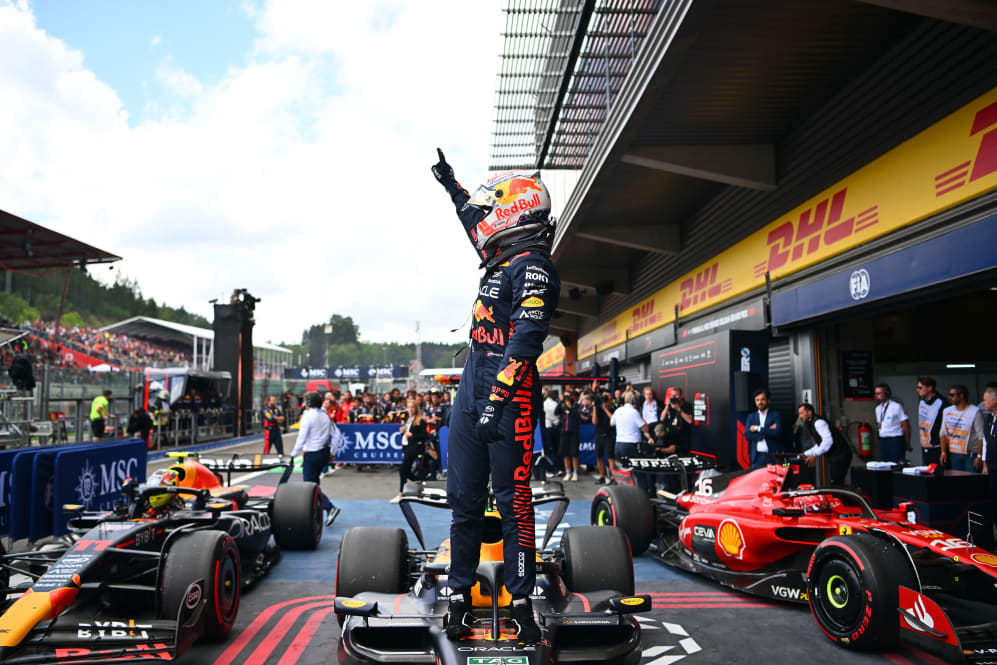 SPA, BELGIUM - JULY 30: Race winner Max Verstappen of the Netherlands and Oracle Red Bull Racing