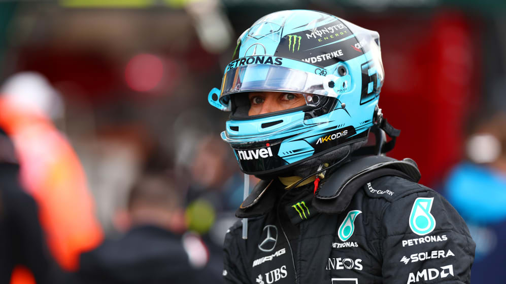 ZANDVOORT, NETHERLANDS - AUGUST 27: George Russell of Great Britain and Mercedes looks on in the