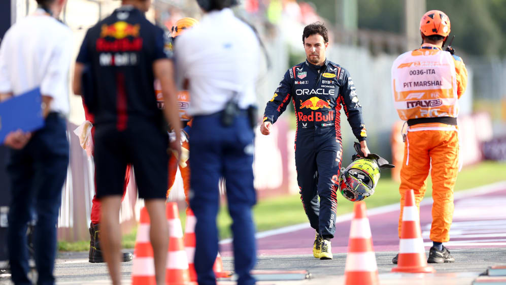 MONZA, ITALY - SEPTEMBER 01: Sergio Perez of Mexico and Oracle Red Bull Racing walks in the Pitlane