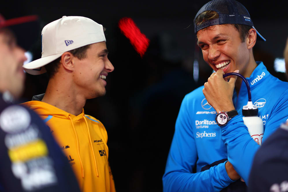 MONZA, ITALY - SEPTEMBER 03: Lando Norris of Great Britain and McLaren, and Alexander Albon of