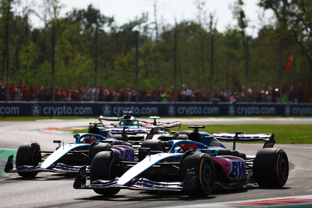 MONZA, ITALY - SEPTEMBER 03: Esteban Ocon of France driving the (31) Alpine F1 A523 Renault leads