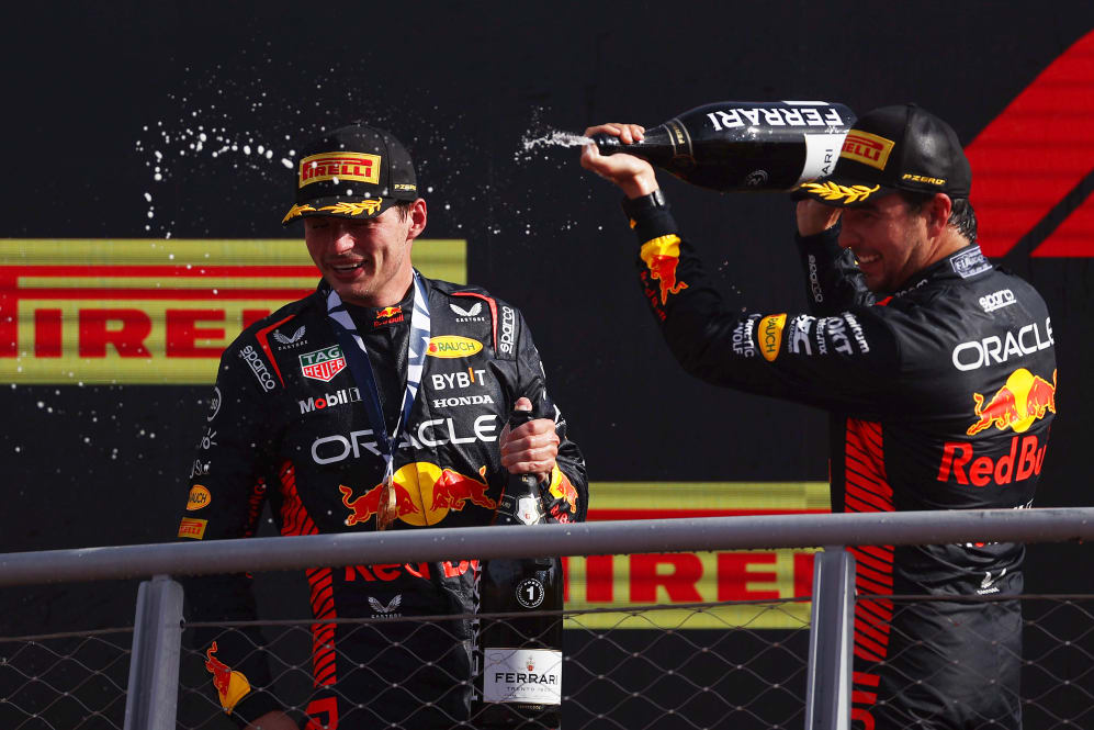 MONZA, ITALY - SEPTEMBER 03: Race winner Max Verstappen of the Netherlands and Oracle Red Bull