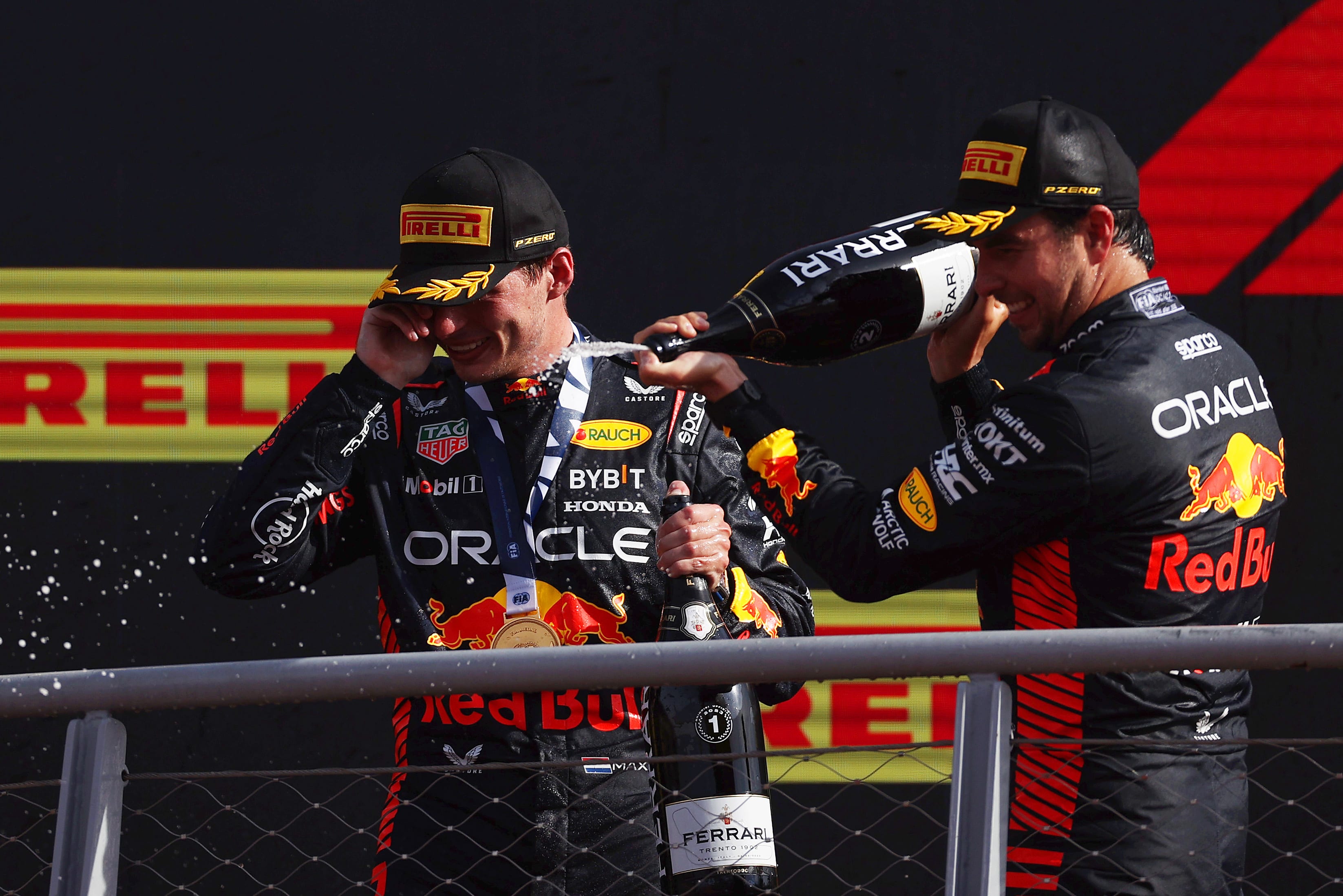 Max Verstappen of Netherlands and Red Bull Racing tries on a