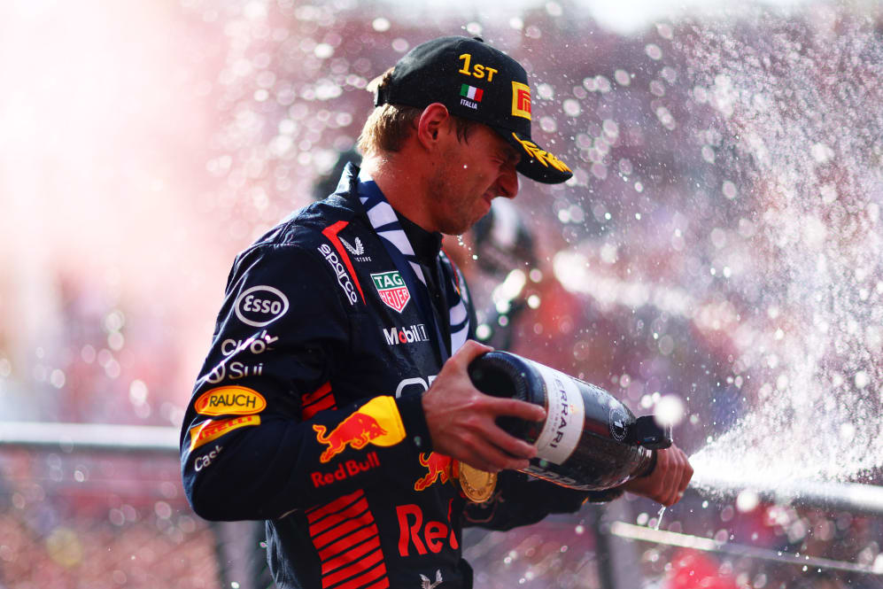 MONZA, ITALY - SEPTEMBER 03: Race winner Max Verstappen of the Netherlands and Oracle Red Bull