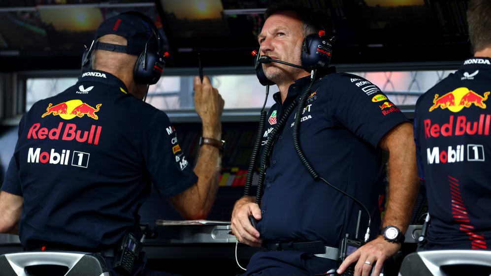 SINGAPORE, SINGAPORE - SEPTEMBER 15: Red Bull Racing Team Principal Christian Horner looks on from