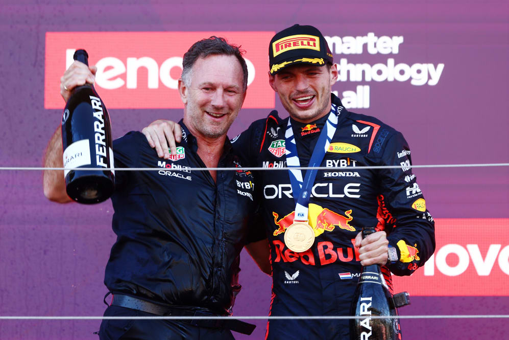 SUZUKA, JAPAN - SEPTEMBER 24: Race winner Max Verstappen of the Netherlands and Oracle Red Bull