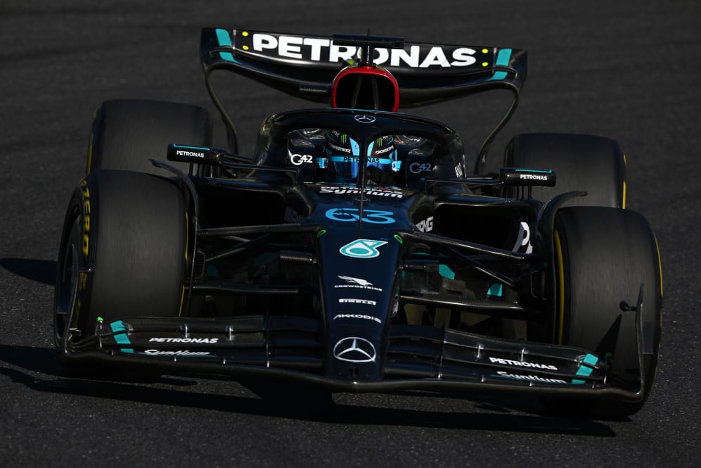 SUZUKA, JAPAN - SEPTEMBER 24: George Russell of Great Britain driving the (63) Mercedes AMG