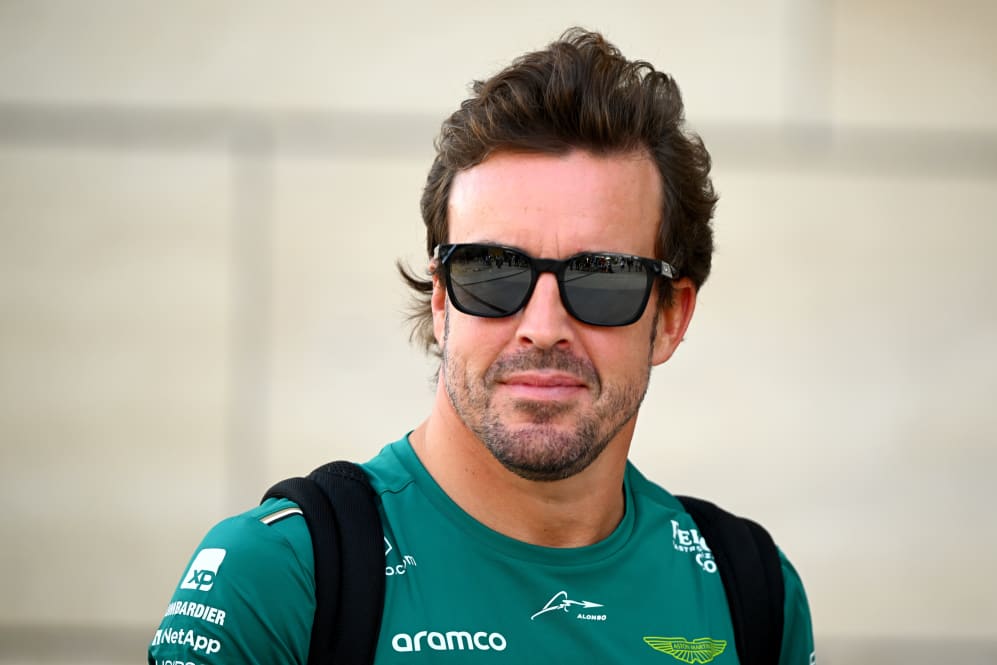 LUSAIL CITY, QATAR - OCTOBER 06: Fernando Alonso of Spain and Aston Martin F1 Team walks in the