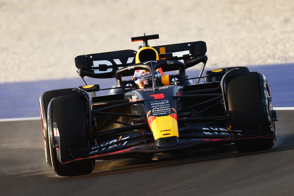 LUSAIL CITY, QATAR - OCTOBER 06: Max Verstappen of the Netherlands driving the (1) Oracle Red Bull