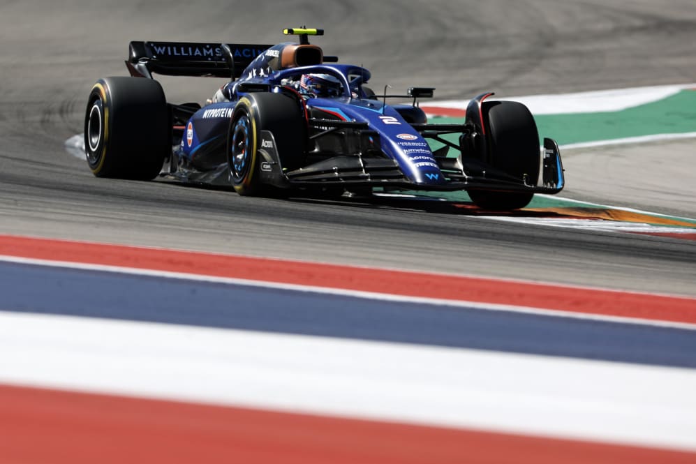 AUSTIN, TEXAS - OCTOBER 20: Logan Sargeant of United States driving the (2) Williams FW45 Mercedes