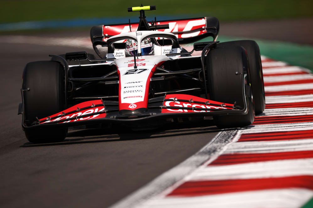 MEXICO CITY, MEXICO - OCTOBER 27: Nico Hulkenberg of Germany driving the (27) Haas F1 VF-23 Ferrari