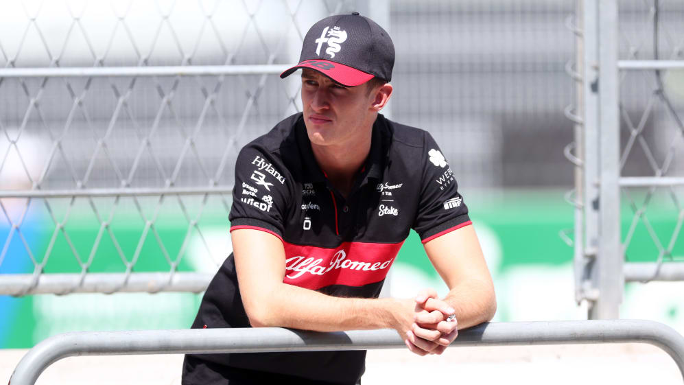 MEXICO CITY, MEXICO - OCTOBER 27: Theo Pourchaire of France and Alfa Romeo F1 looks on from the