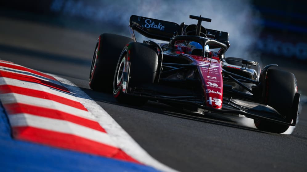 MEXICO CITY, MEXICO - OCTOBER 28: Valtteri Bottas of Finland driving the (77) Alfa Romeo F1 C43