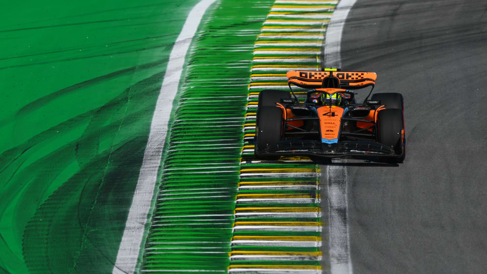 SAO PAULO, BRAZIL - NOVEMBER 04: Lando Norris of Great Britain driving the (4) McLaren MCL60