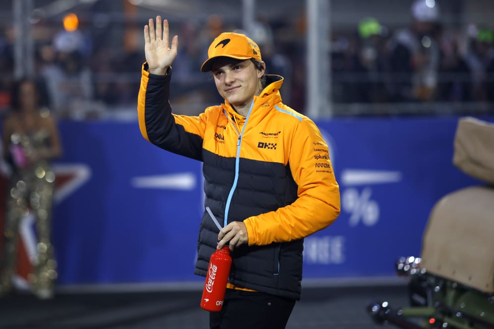 LAS VEGAS, NEVADA - NOVEMBER 18: Oscar Piastri of Australia and McLaren looks on from the drivers