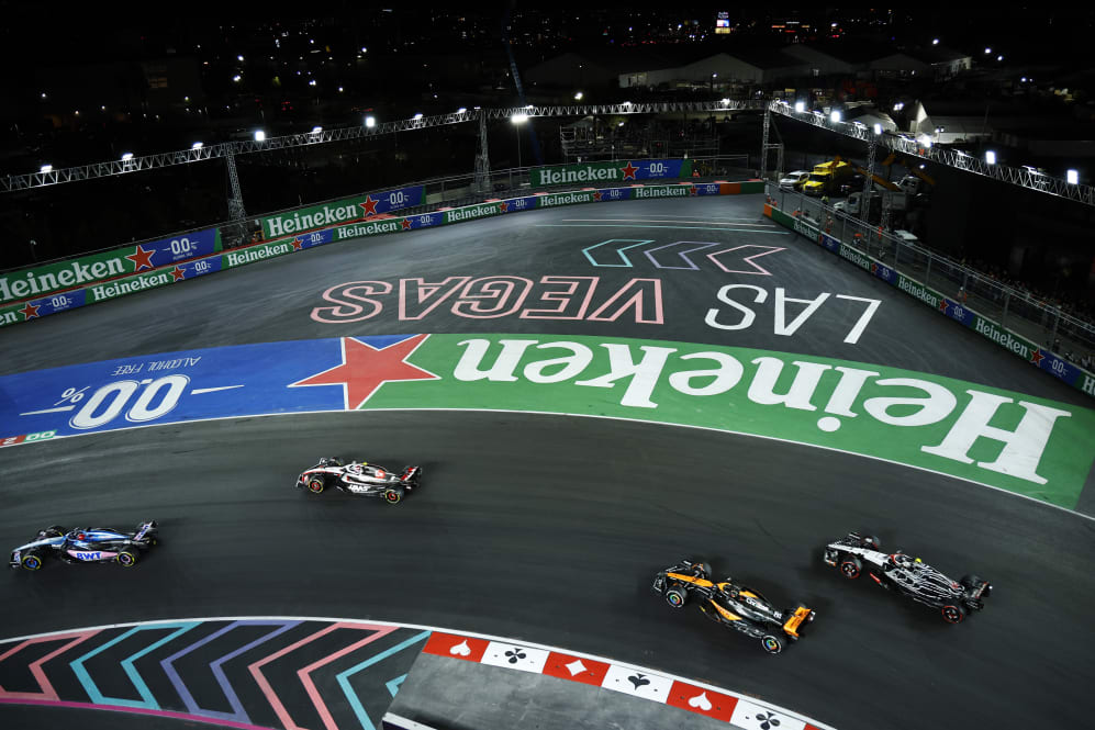 LAS VEGAS, NEVADA - NOVEMBER 18: Esteban Ocon of France driving the (31) Alpine F1 A523 Renault