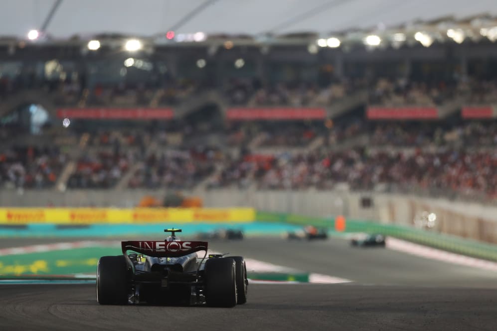 ABU DHABI, UNITED ARAB EMIRATES - NOVEMBER 26: Lewis Hamilton of Great Britain driving the (44)